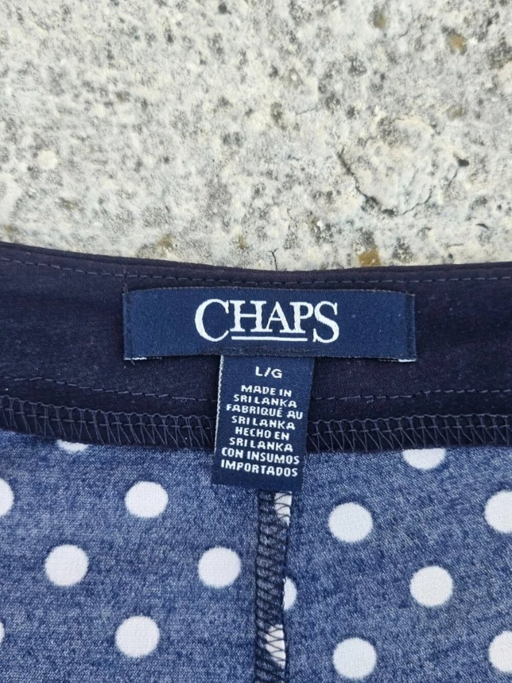Chaps Women Dress Sleeve Less Polka Dot Navy Blue Fit and Flare Dress Size L/G - Picture 10 of 12